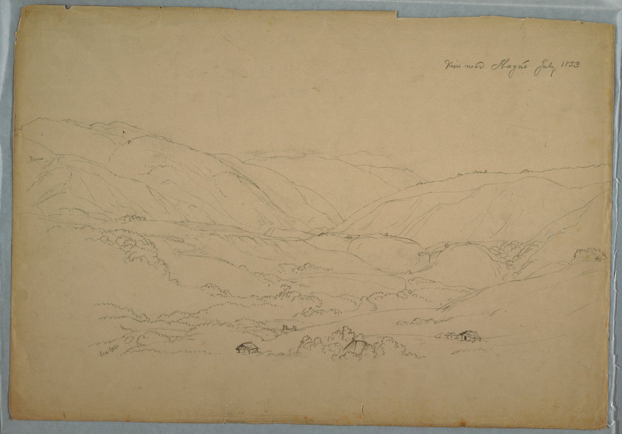 Kresba, Údolí u Ibagué, Kolumbie, červenec 1853 od Frederic Edwin Church