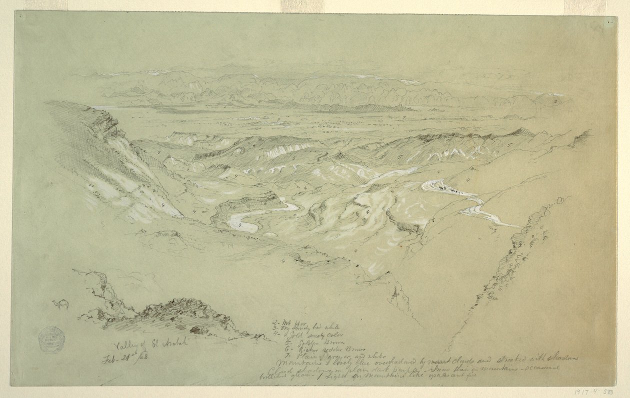 Kresba, Údolí El Arabah, 21. února 1868 od Frederic Edwin Church