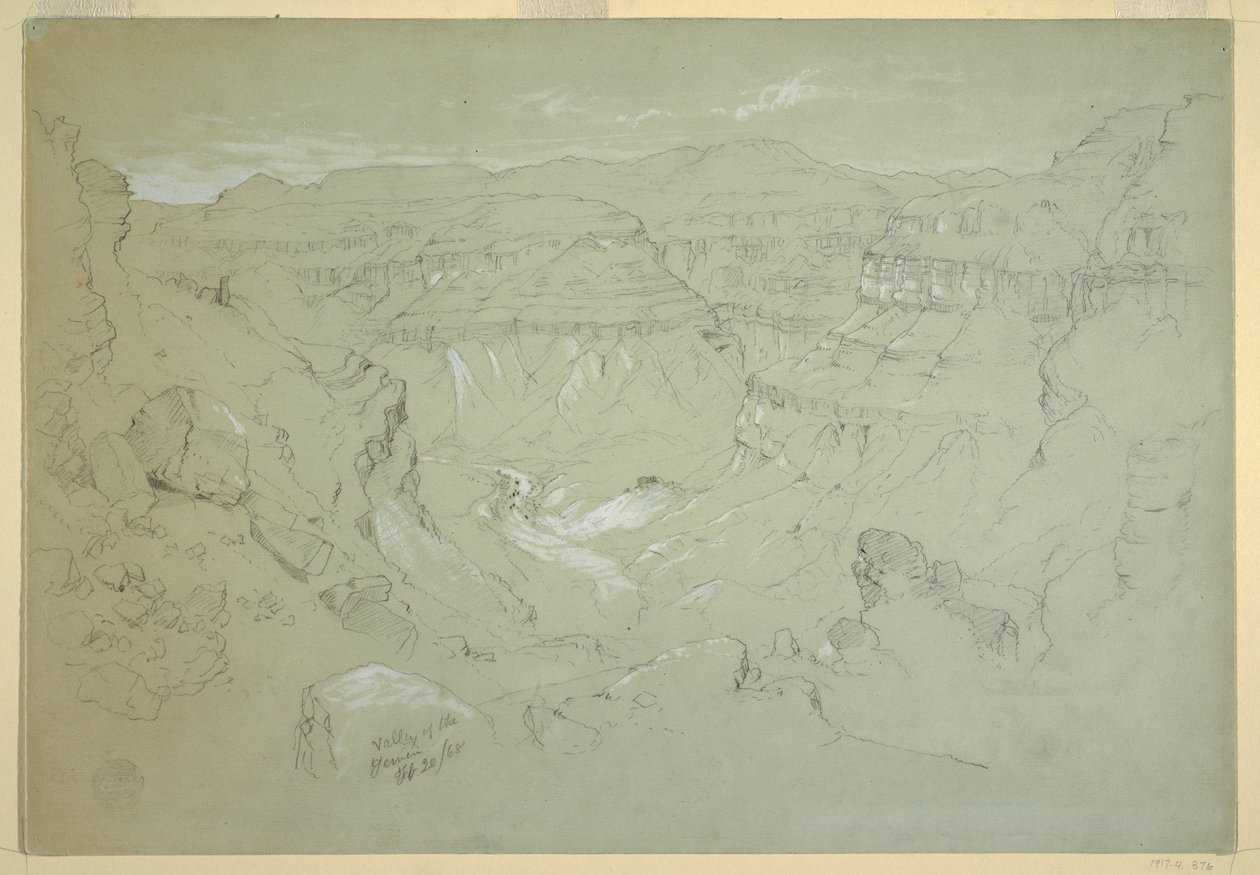 Kresba, údolí El Yemen, 20. února 1868 od Frederic Edwin Church