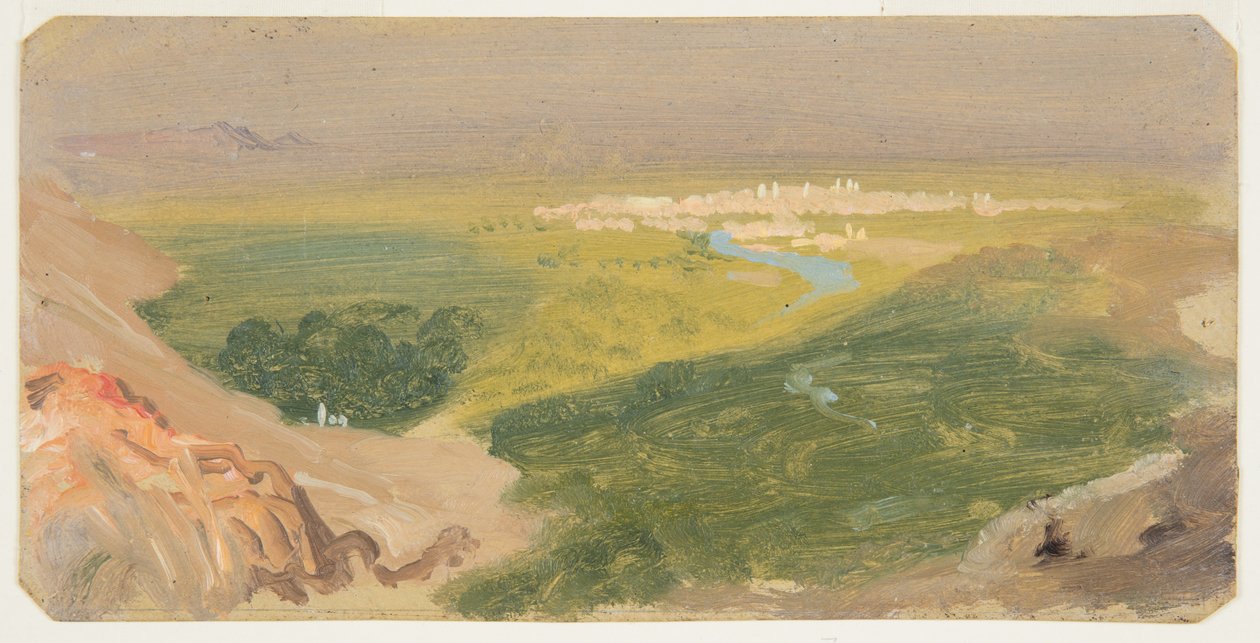 Kresba, Pohled na Damašek, Sýrie, 24. dubna - 16. května 1868 od Frederic Edwin Church