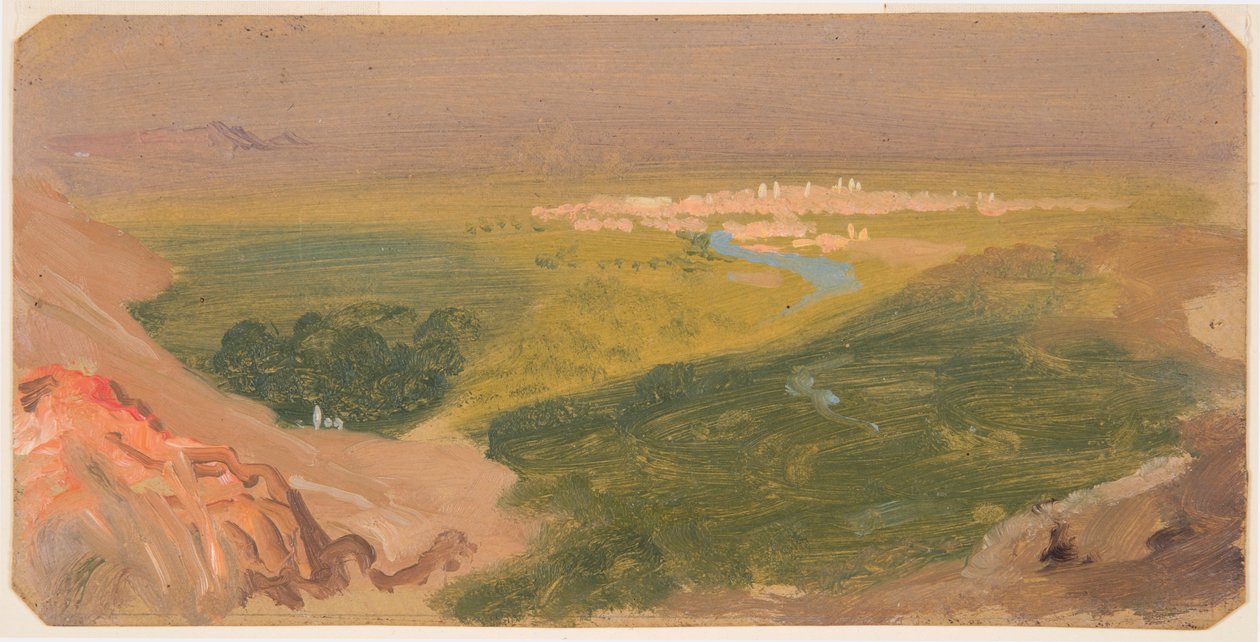 Kresba, Pohled na Damašek, Sýrie, 24. dubna - 16. května 1868 od Frederic Edwin Church