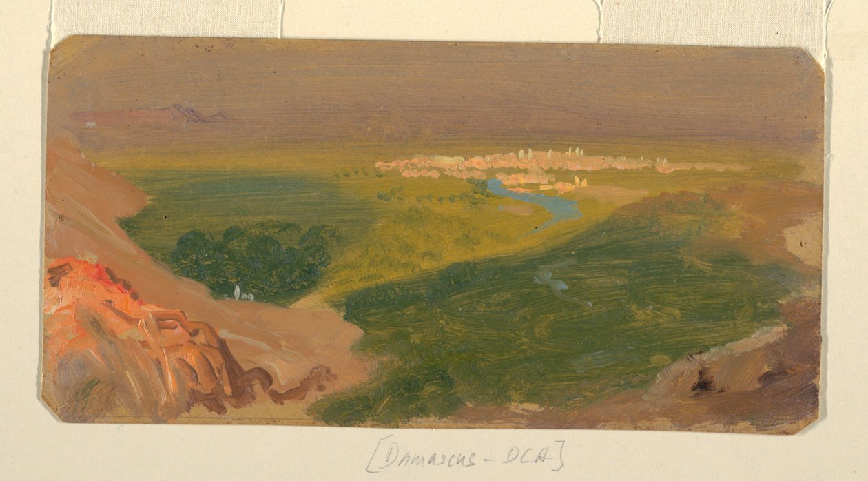 Kresba, Pohled na Damašek, Sýrie, 24. dubna - 16. května 1868 od Frederic Edwin Church