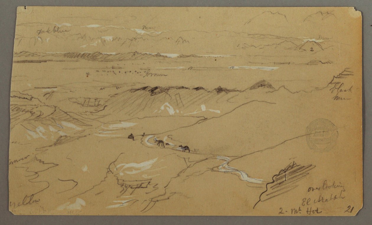 Kresba, Pohled přes Wady el-Arabah, 20. února 1868 od Frederic Edwin Church