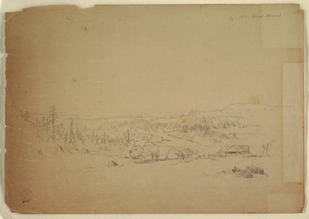 Kresba, Pohled z ostrova Grand Manan v Kanadě na moře, září 1851 od Frederic Edwin Church