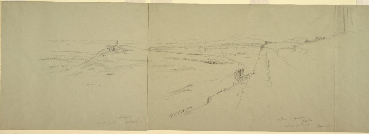 Kresba, Pohled z Akropole, 1869 od Frederic Edwin Church