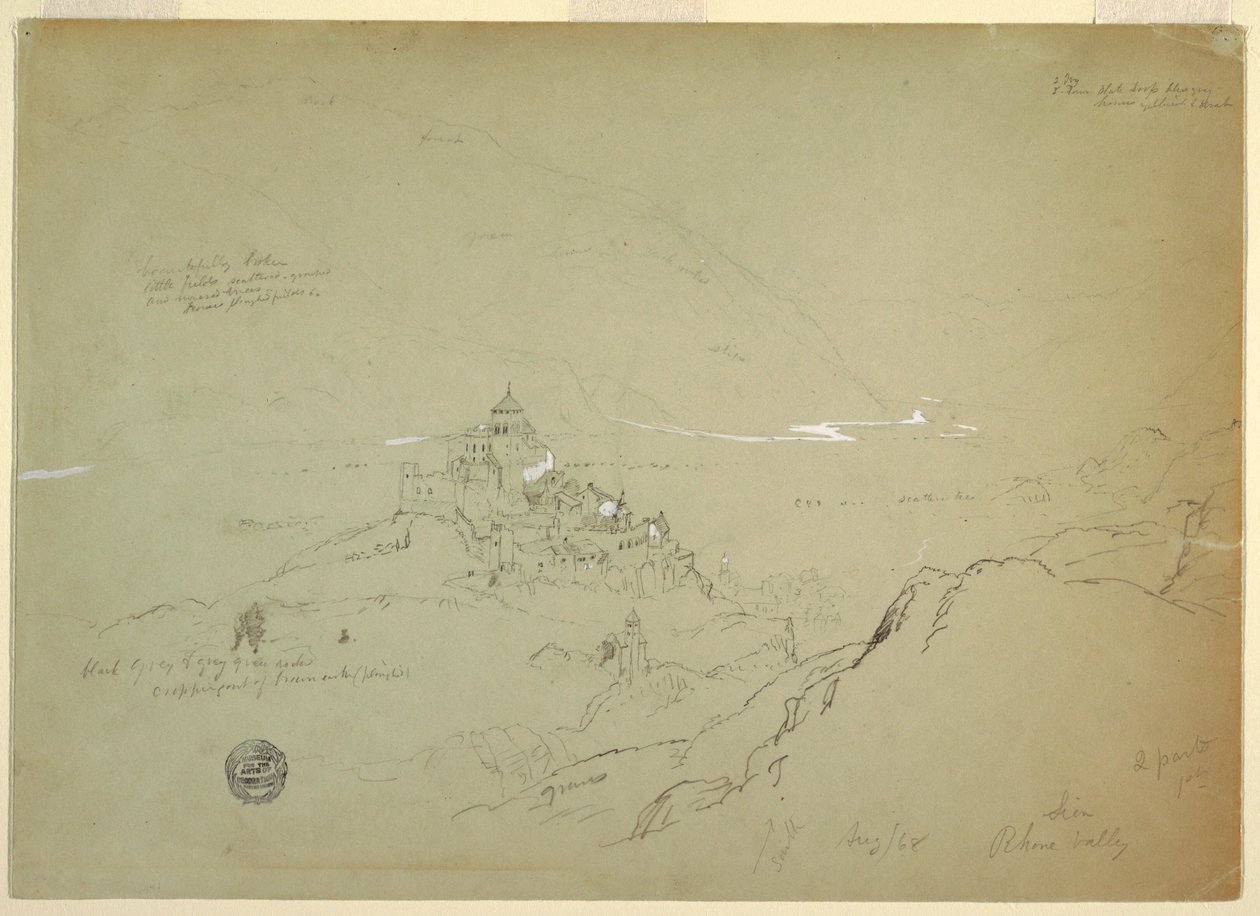 Kresba, Pohled na Sien v údolí Rhôny, srpen 1868 od Frederic Edwin Church