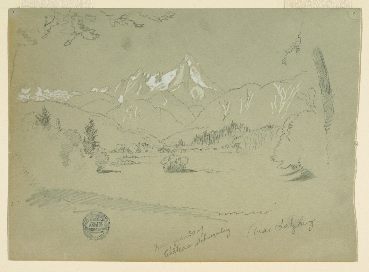 Kresba, Watzmann z půdy zámku v Aigenu u Salcburku, červen-červenec 1868 od Frederic Edwin Church