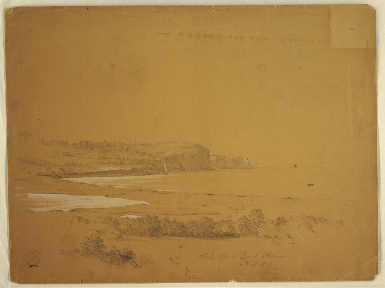 Kresba, Velrybí zátoka, ostrov Grand Manan, Kanada, září 1851 od Frederic Edwin Church