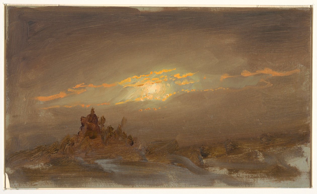 Kresba, Zimní krajina za svitu měsíce, asi 1870 od Frederic Edwin Church