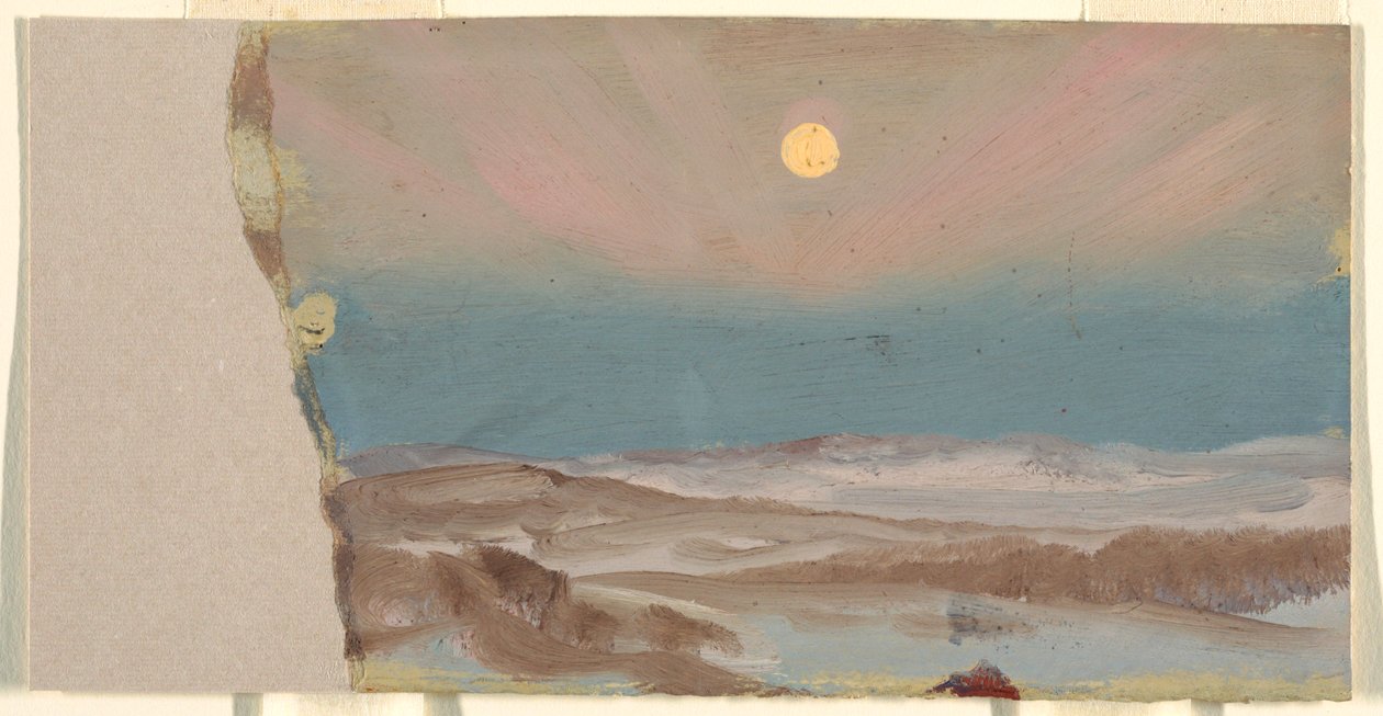 Kresba, Zimní krajina s úplňkem, 1870-80 od Frederic Edwin Church
