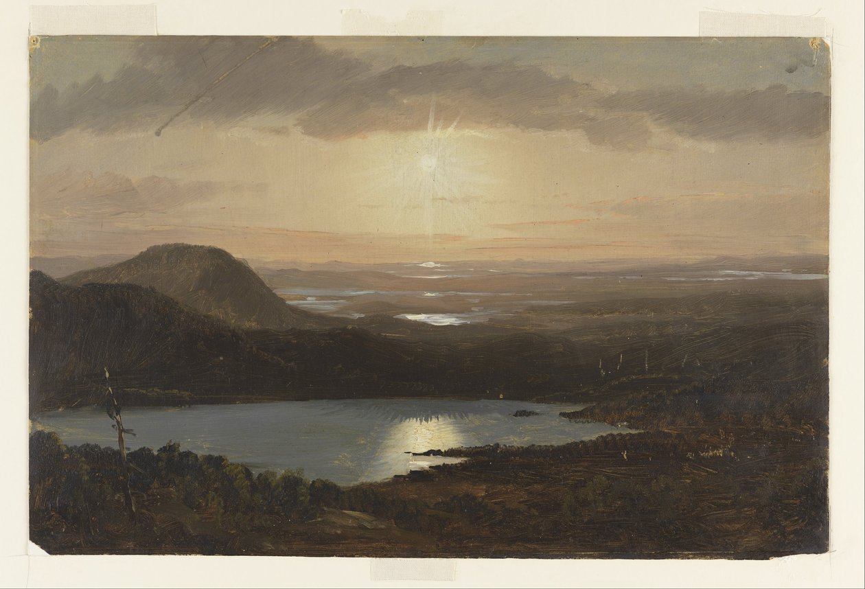Pohled na jezero Eagle Lake z hory Cadillac, Mount Desert Island, Maine od Frederic Edwin Church