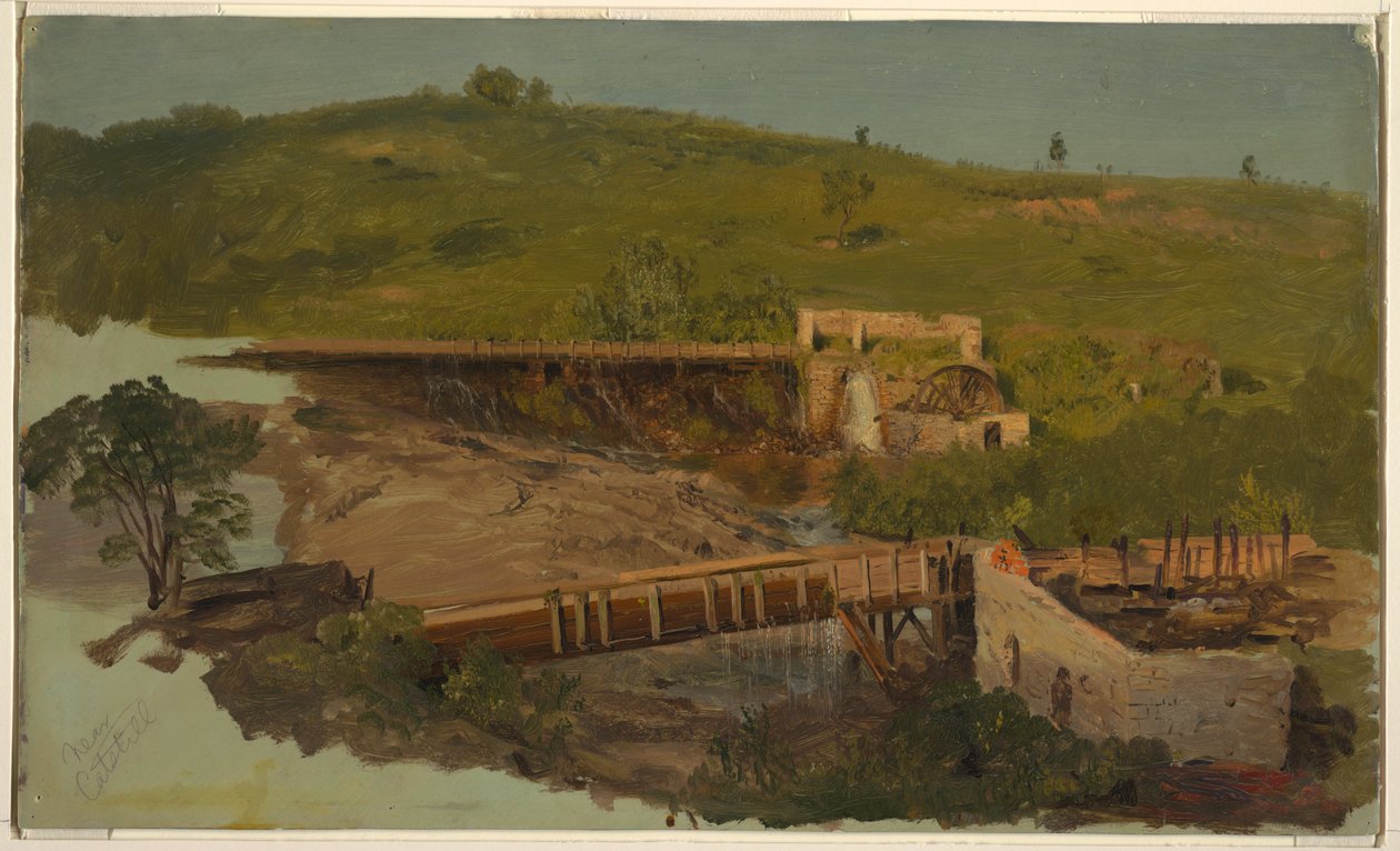 Hill s viadukty a zničenými mlýny, poblíž Catskill, New York od Frederic Edwin Church
