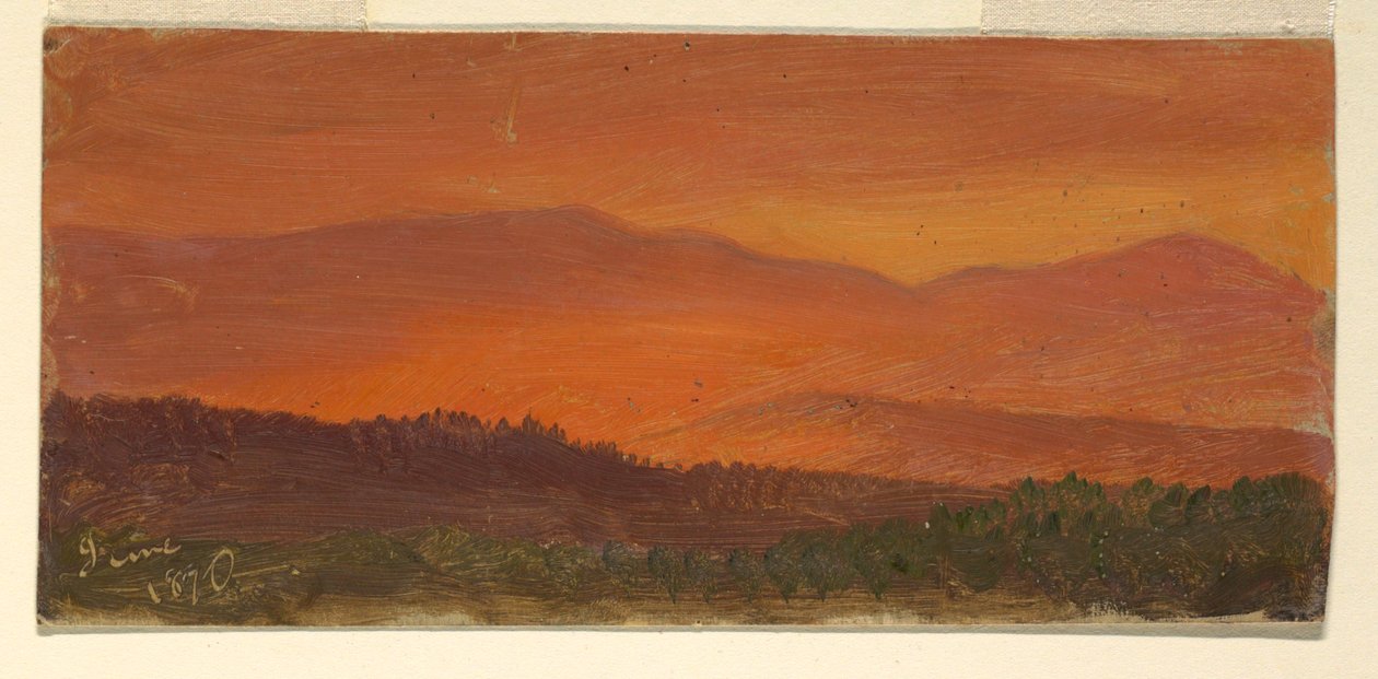 Hudson Valley a vzdálené hory při západu slunce od Frederic Edwin Church