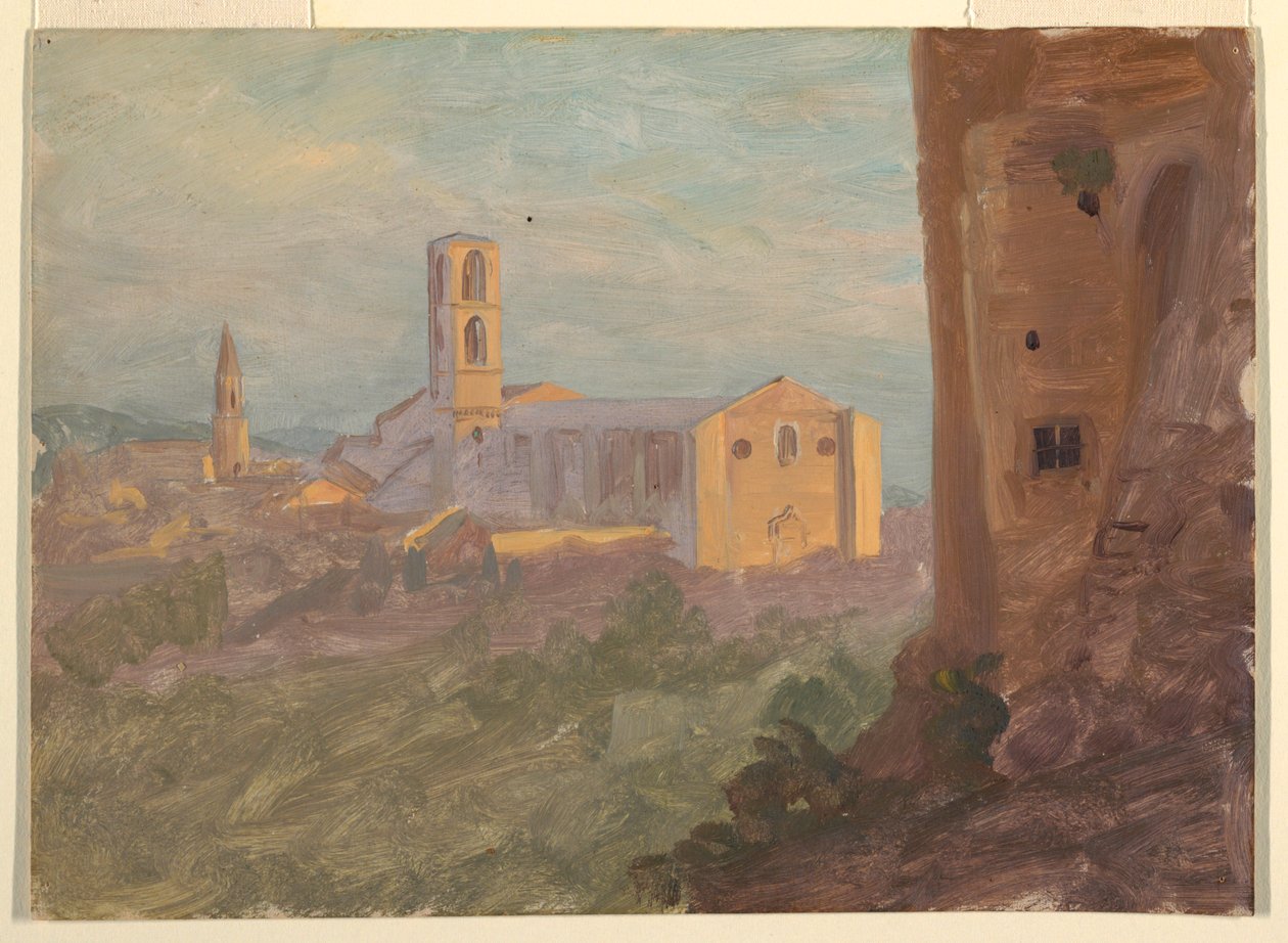 Italské nebo švýcarské město od Frederic Edwin Church