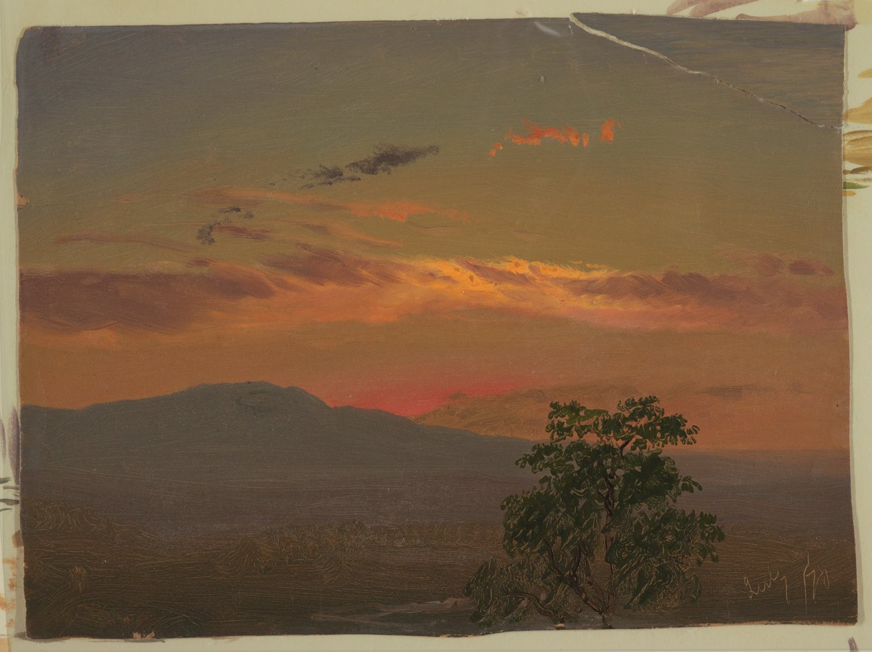 Krajina při západu slunce, Hudson, NY od Frederic Edwin Church