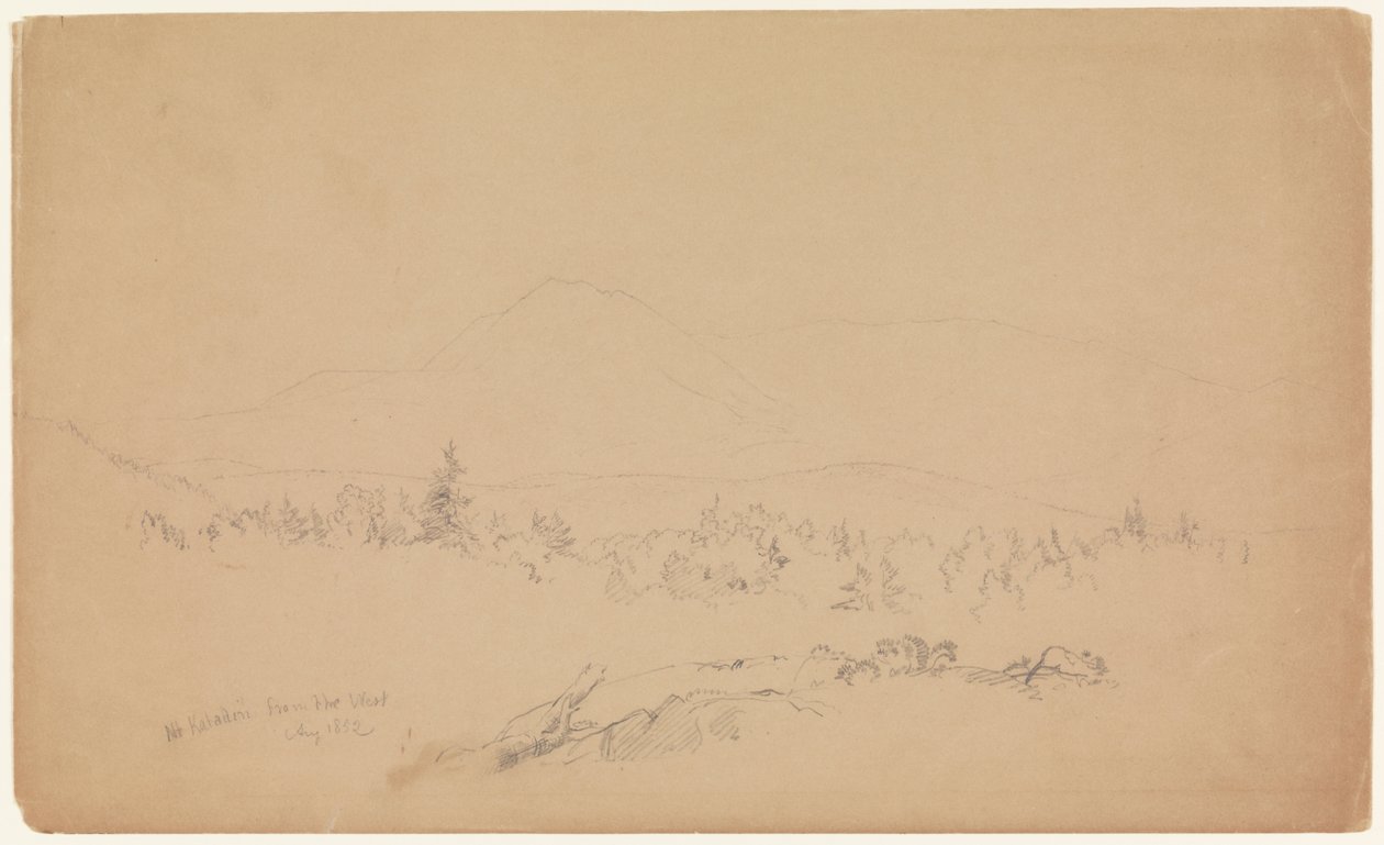 "Mount Katahdin ze západu" [Pohled na západ k hoře Katahdin] od Frederic Edwin Church