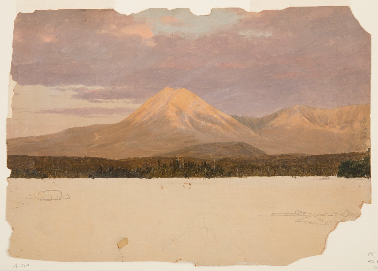 Hora Katahdin z jezera Katahdin od Frederic Edwin Church