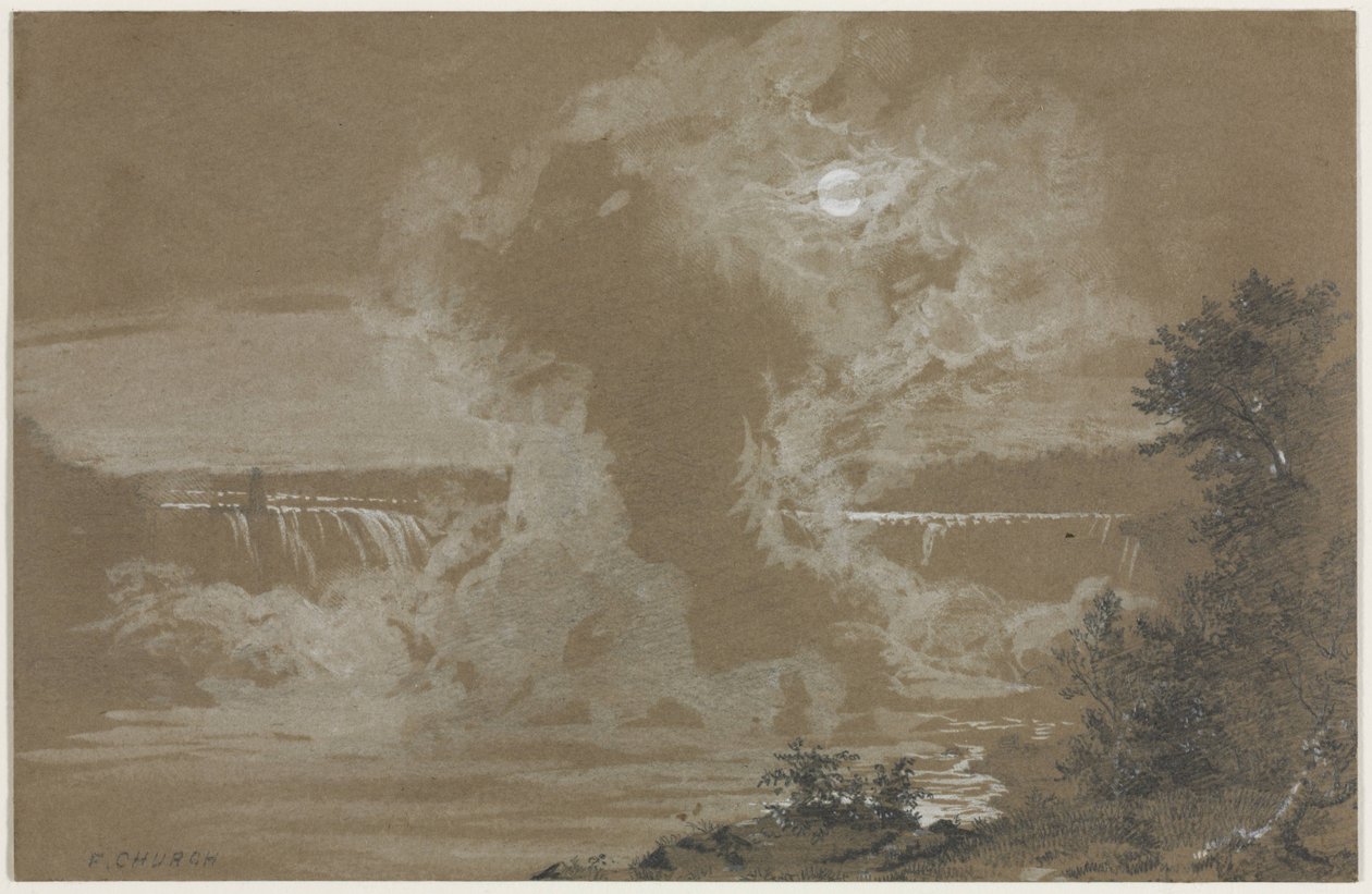 Niagarské vodopády za svitu měsíce od Frederic Edwin Church