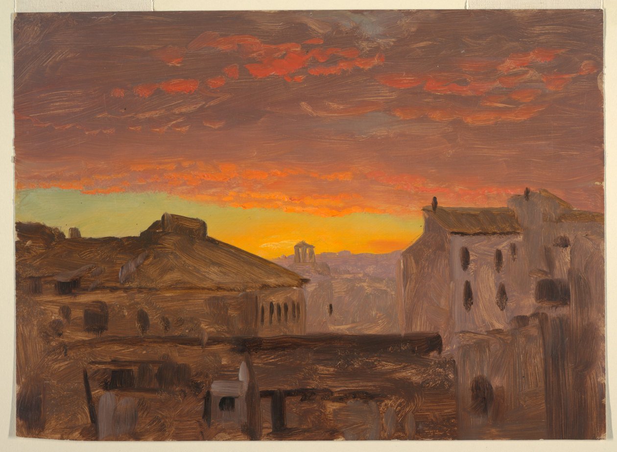 Řím, střechy při západu slunce od Frederic Edwin Church