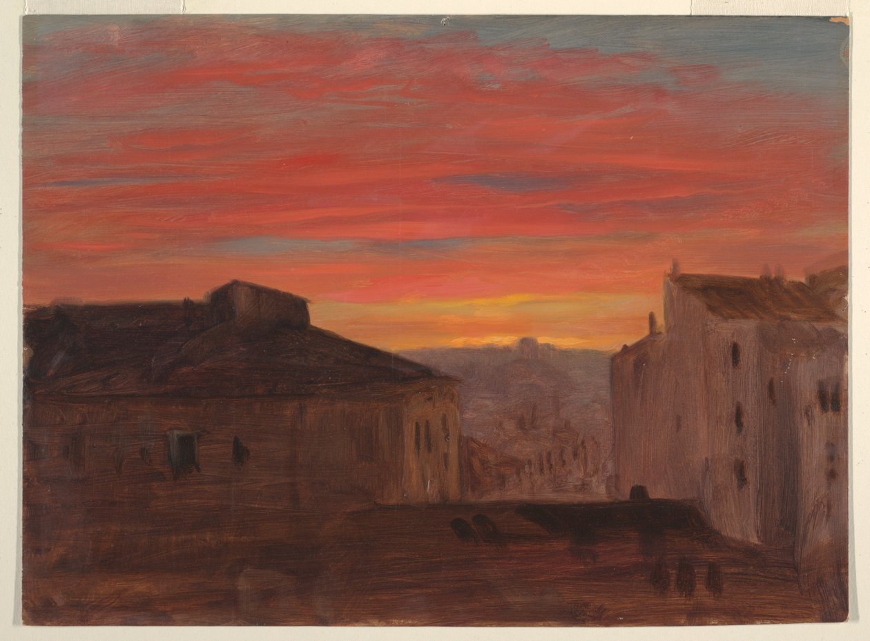 Střechy při západu slunce z Pincio, Řím od Frederic Edwin Church