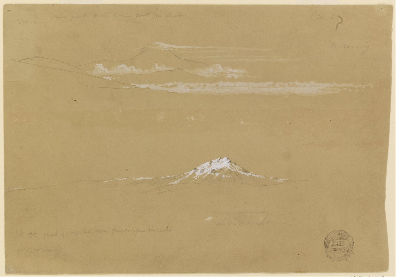 Sincholagua, ráno, z Chrámu slunce, Quito od Frederic Edwin Church