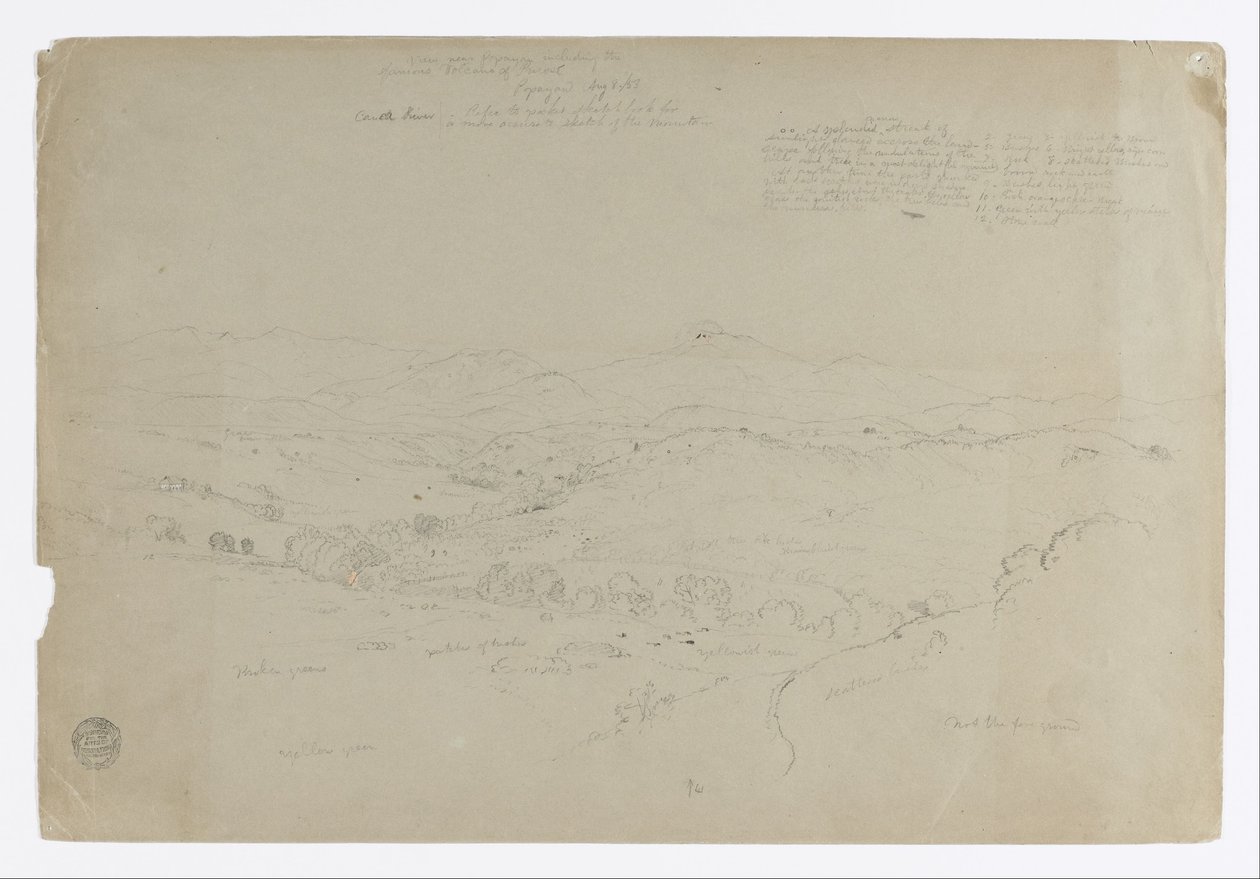 Studie. Krajina s horou Puresé. Skica. Krajina od Frederic Edwin Church