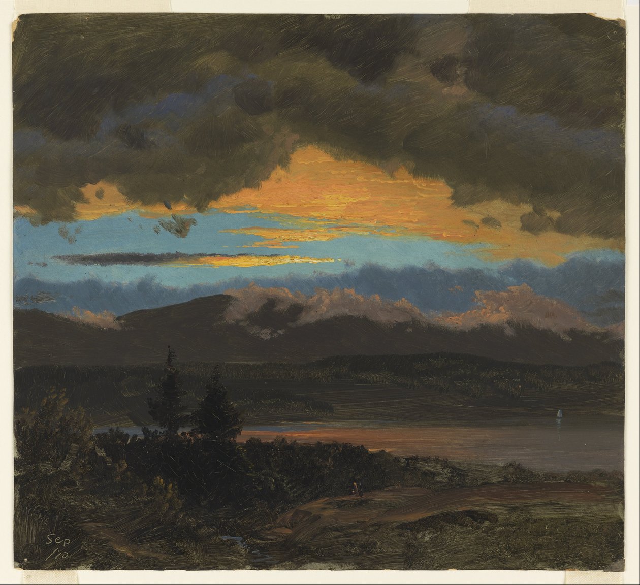 Západ slunce v údolí Hudson, New York od Frederic Edwin Church