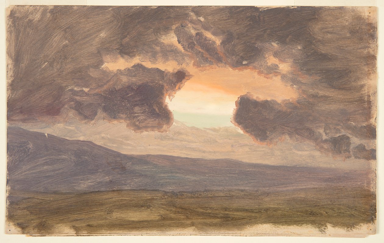 Západ slunce nad holými kopci od Frederic Edwin Church