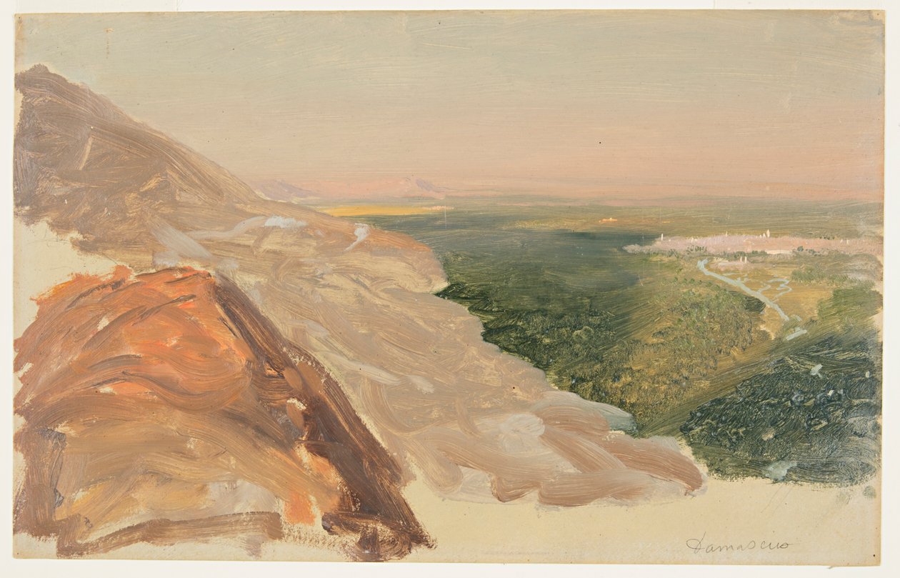 Pohled na planinu s Damaškem v Sýrii z hor. od Frederic Edwin Church