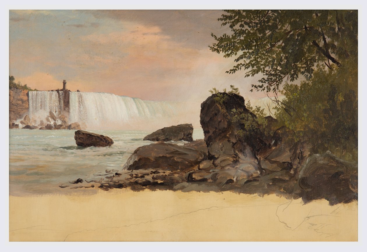 Pohled na kanadské vodopády a kozí ostrov od Frederic Edwin Church