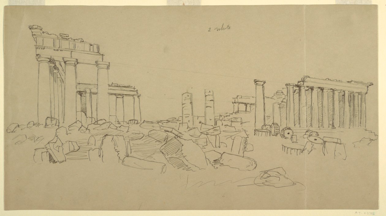 Pohled na Parthenon a okolní ruiny ze západu, Atény, Řecko od Frederic Edwin Church