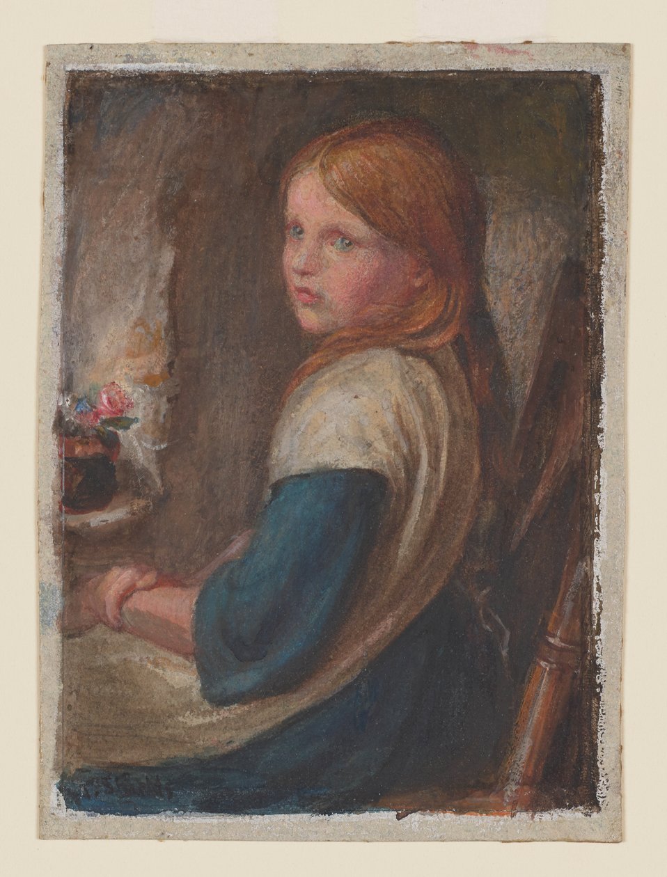 Tutkimus nuoresta tytöstä istuvasta, n. 1870 (akvarelli, guassi ja arabikumi paperille) od Frederic James Shields