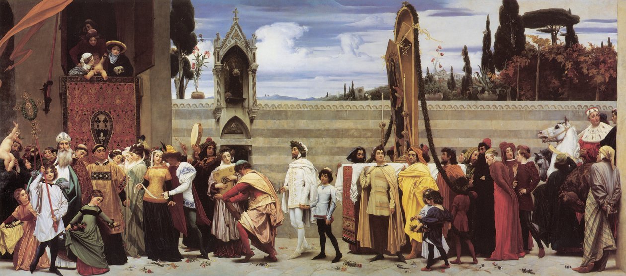 Slavná Cimabueho Madona v průvodu ulicemi Florencie od Frederic Leighton