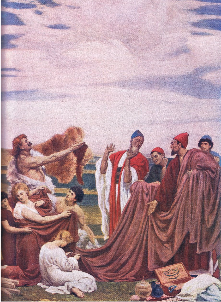Féničtí obchodníci na pobřeží Británie (barva litho) od Frederic Leighton