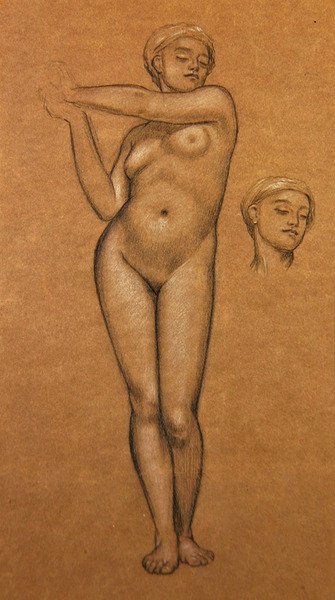 Studie ke španělské dívce (uhel a bílý tón na papíře) od Frederic Leighton