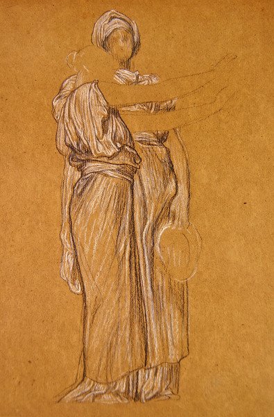 Study for the Dance (černobílá křída na papíře) od Frederic Leighton