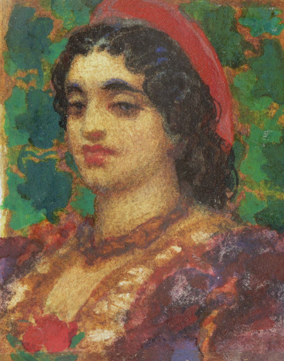 Studie ženské hlavy (barva WC a těla na papíře) od Frederic Leighton