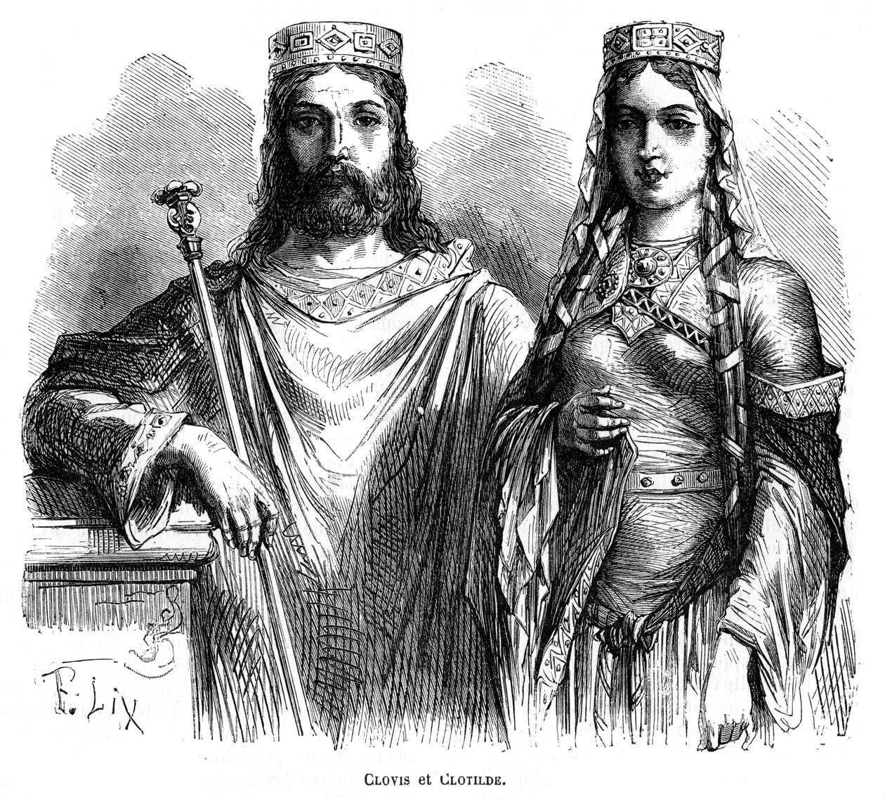 Král Chlodvík I. a královna Clotilda z Franků, konec 5. - začátek 6. století 1882-1884. od Frederic Lix