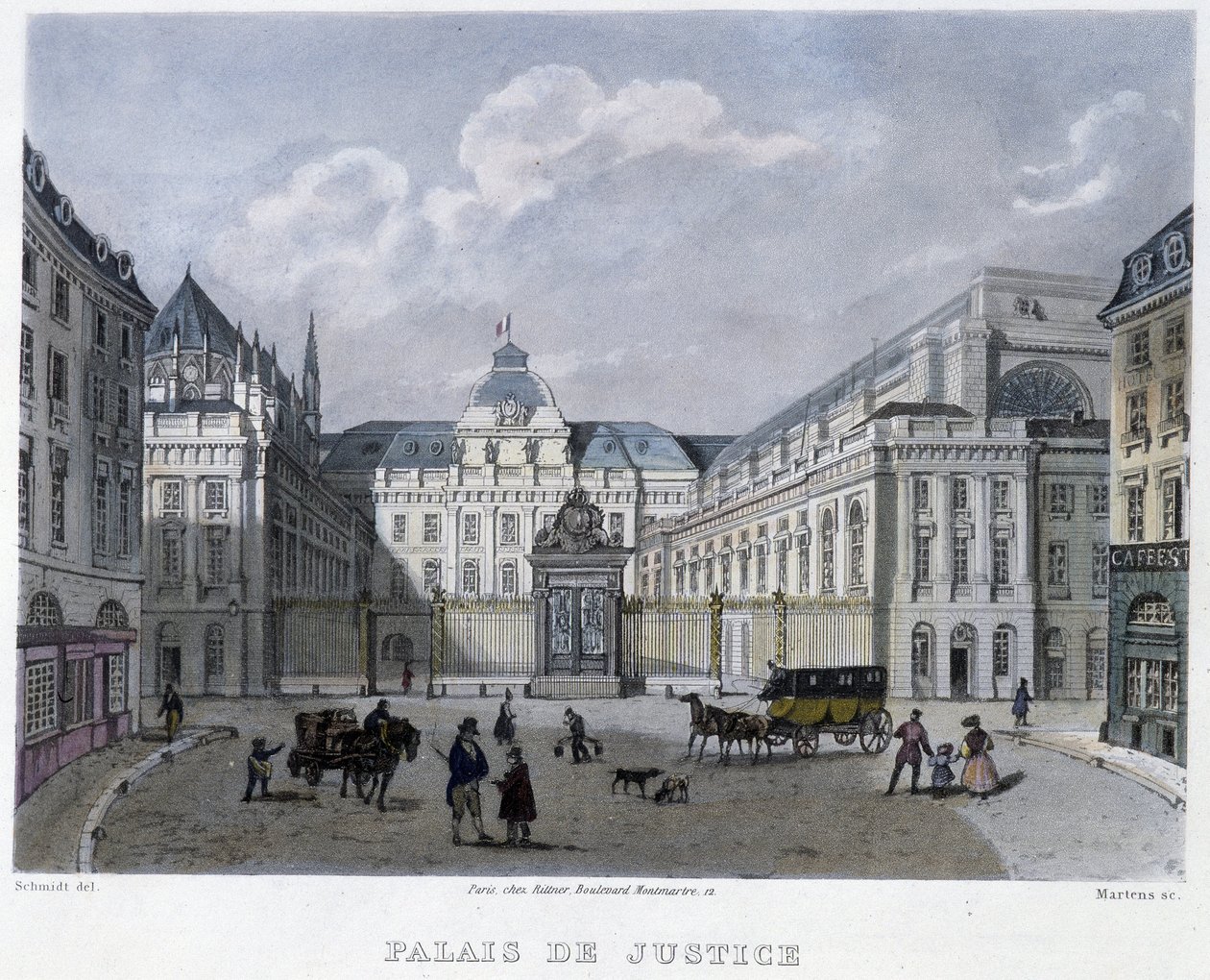 Justiční palác - v „Paříži roku 1832“ od Martense od Frederic Martens