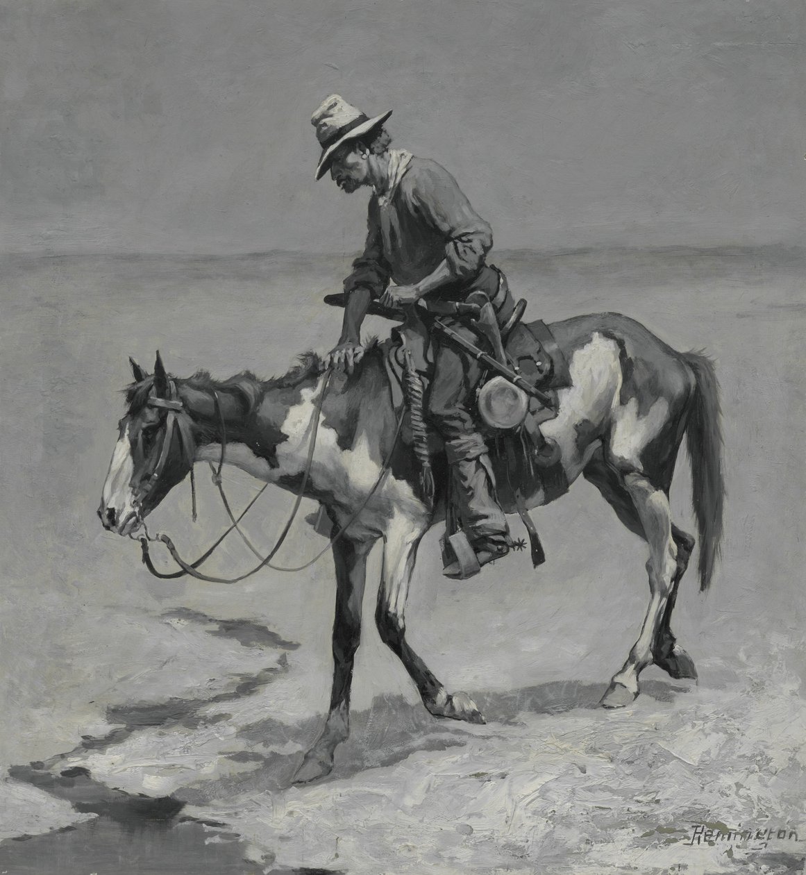 Texaský poník, 1889 (olej na kompoziční desce) od Frederic Remington