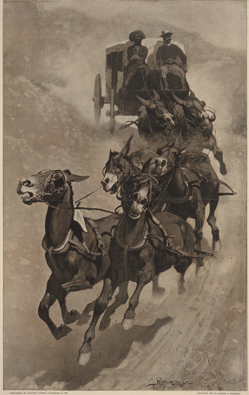 An Army Mail Ambulance, od Harpers Weekly, pub.1890 od Frederic Remington