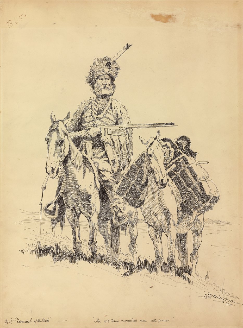 Starý horal se svými poníky, 1888 od Frederic Remington