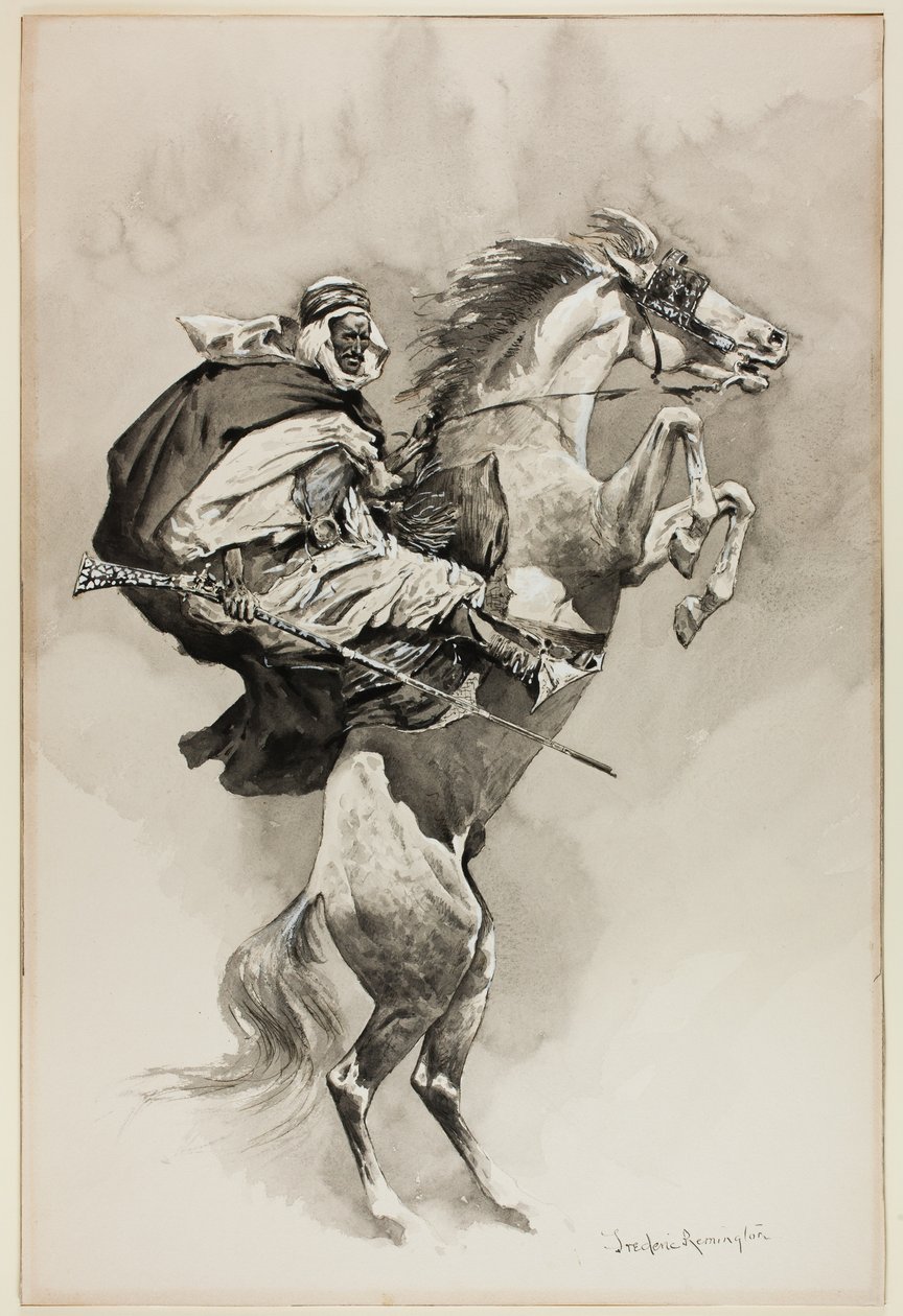 "As They Threw their Animals Back upon their Haunches", ilustrace k časopisu An Arabian Day and Night v Harper