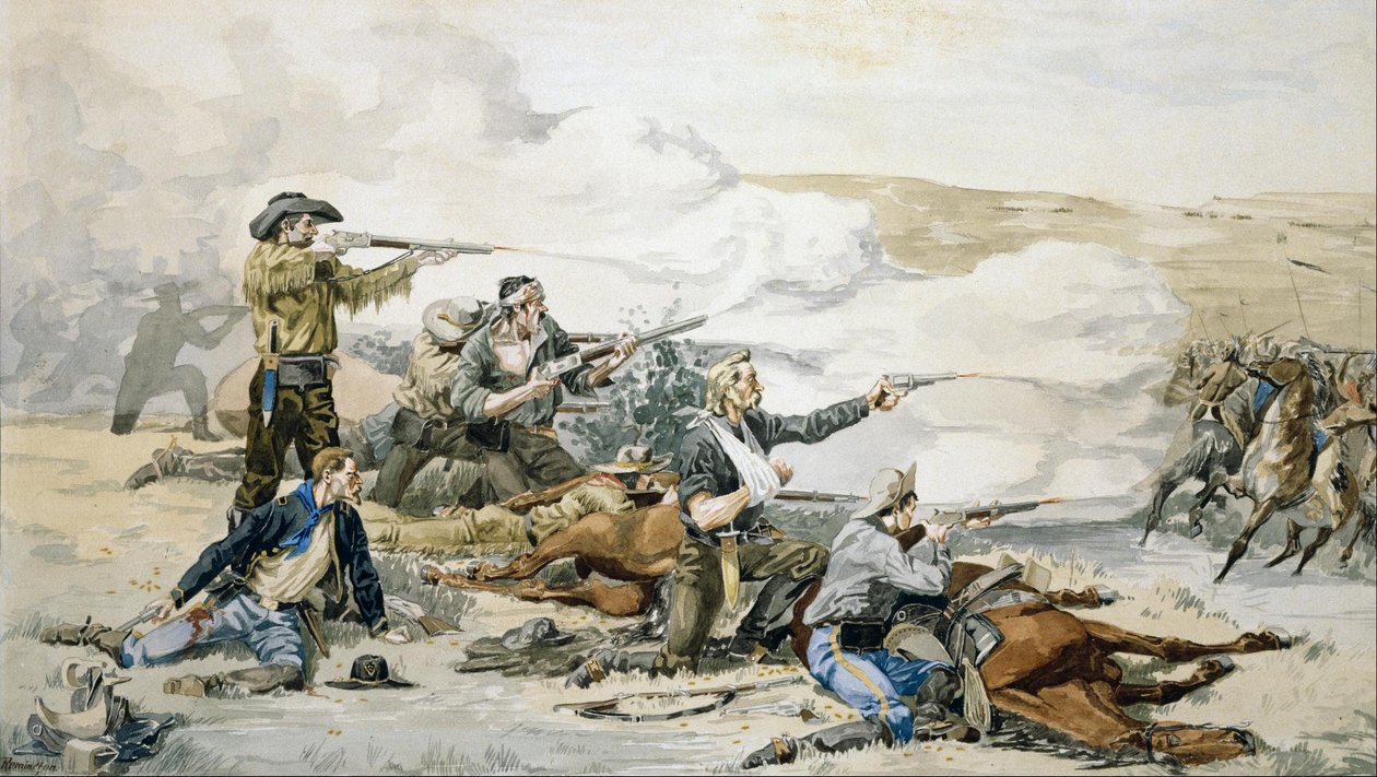 Bitva na Beecherově ostrově od Frederic Remington
