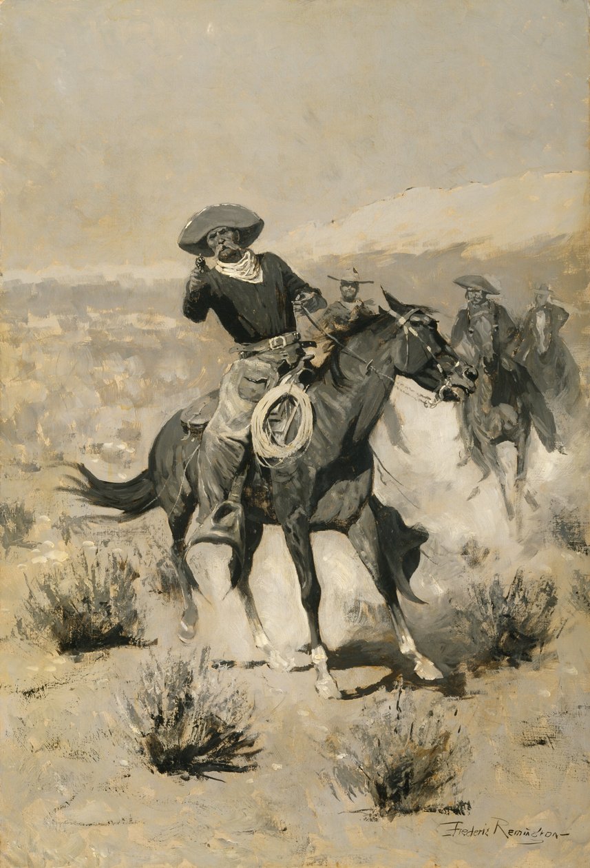 Dny na střelnici (ruce vzhůru) kolem roku 1902 od Frederic Remington