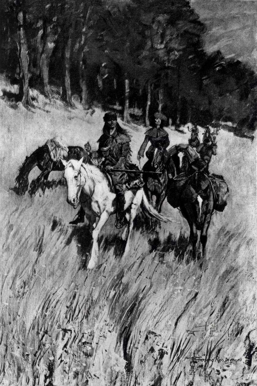 Early Pioneers on the Blue Ridge, vyryto F. H. Wellingtonem, z ‚Century Magazine‘, listopad 1901 od Frederic Remington