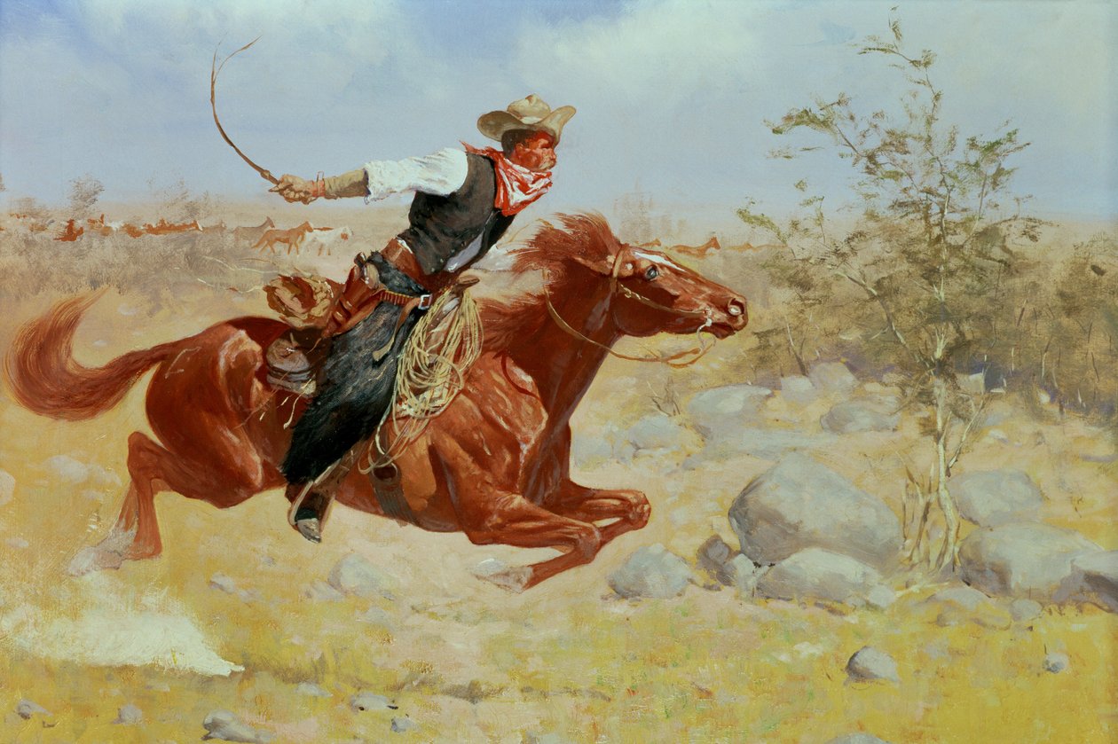 Cválající jezdec, kolem roku 1890 od Frederic Remington