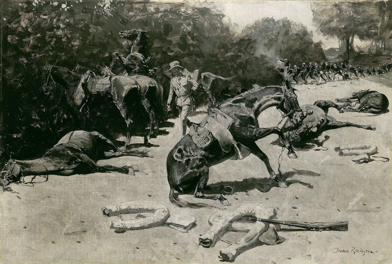 Jak koně umírali za vlast v Santiagu od Frederic Remington