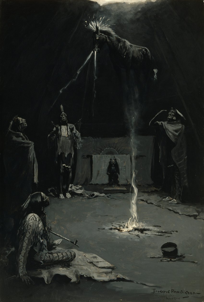 Indiánský bůh ohně (Jízda léčebného koně) od Frederic Remington