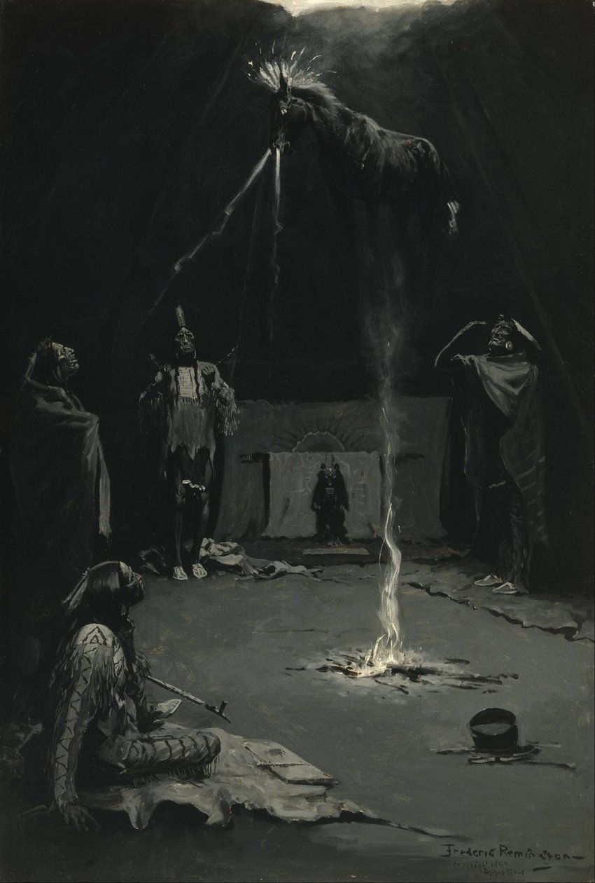 Indiánský bůh ohně (Jízda léčebného koně) od Frederic Remington